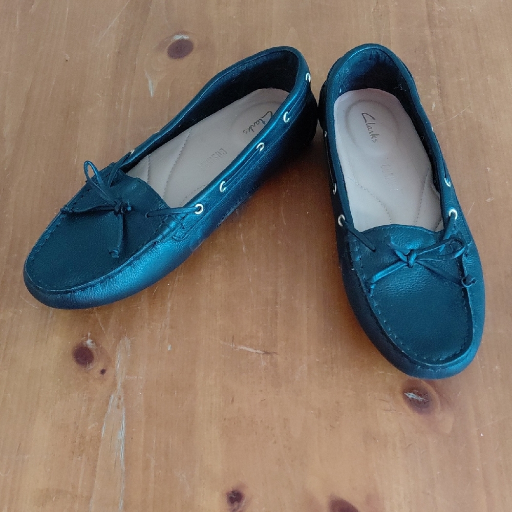 Clarks Women's Leather Black Loafer Flat Size 7